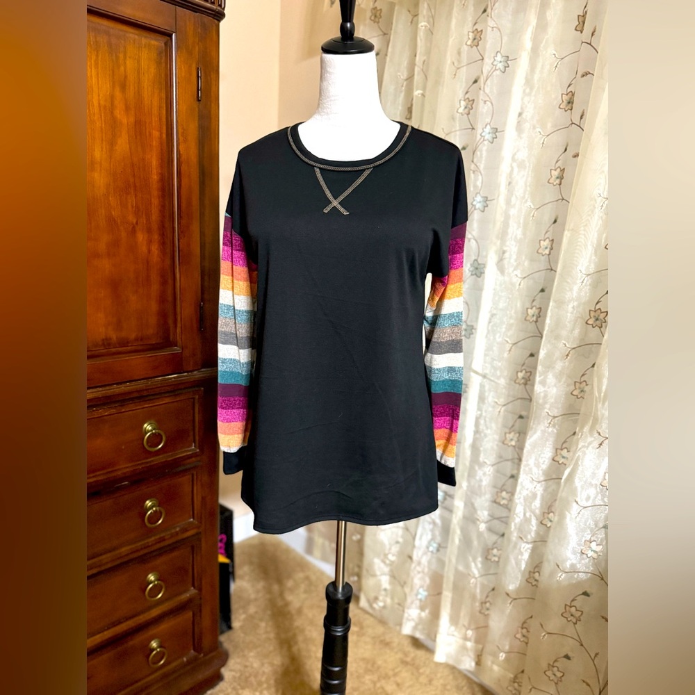 NWT size Small Heimish USA Colorful Striped Long Sleeved Women's Top